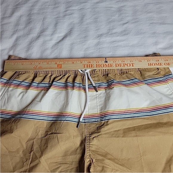 NWT - Ezekiel Swim Trunks Gold Wetlands Stripe Rainbow Elastic Waist Unlined - Picture 6 of 7